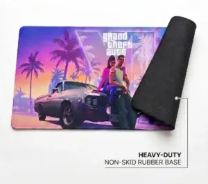 GTA 6 gaming mouse pad with heavy-duty non-slip rubber base