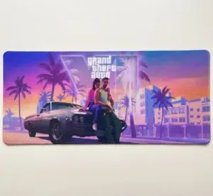 GTA 6 printed gaming mouse pad with smooth surface and stitched edges