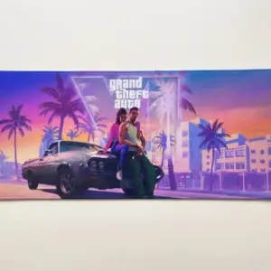GTA 6 printed gaming mouse pad with smooth surface and stitched edges