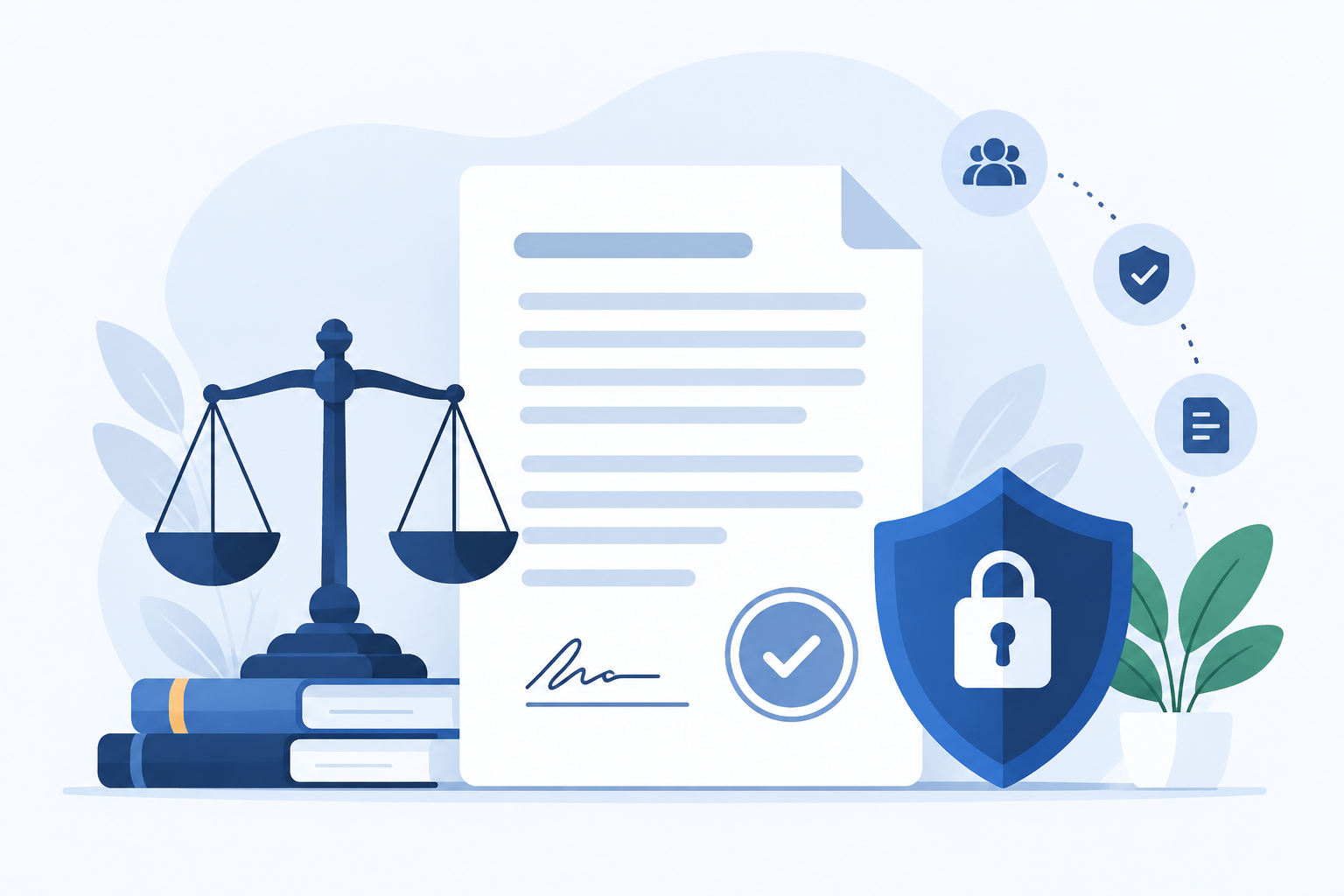 Terms and Conditions document with legal and security symbols
