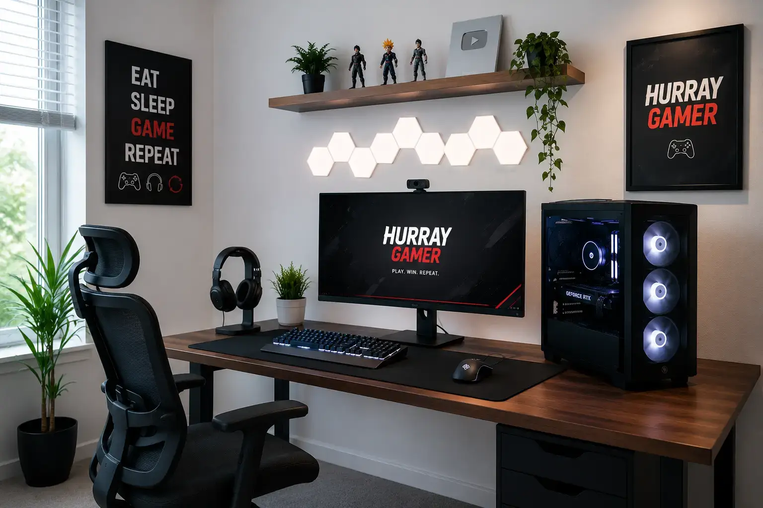 Hurray Gamer gaming setup with gaming accessories