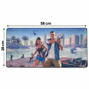 Hurray Gamer large gaming mouse pad showing 28 cm height and 58 cm width dimensions